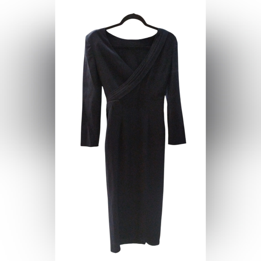 Emporio Armani Designer Formal Black Faux Wrap  Dress Size 40 4/6